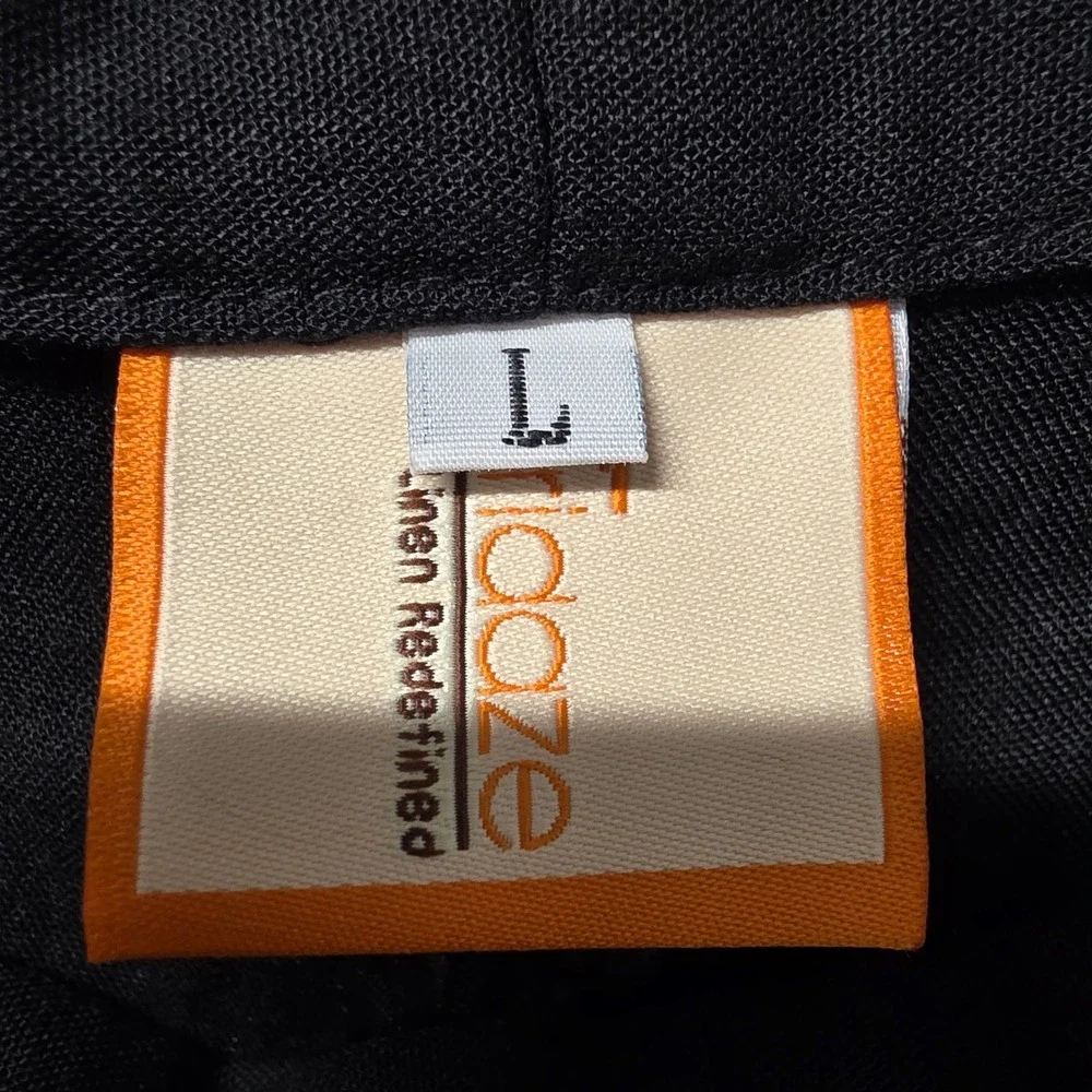 Fridaze Black 100% Linen Straight‎ Leg Elastic Waist Crop Pants Large Hong Kong